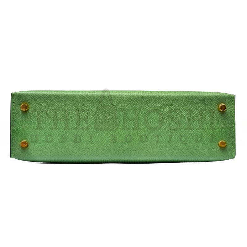 H**me5 VERT CRIQUET EPSOM MINI KELLY II GOLD HARDWARE (19*12*5.5cm) Master Quality